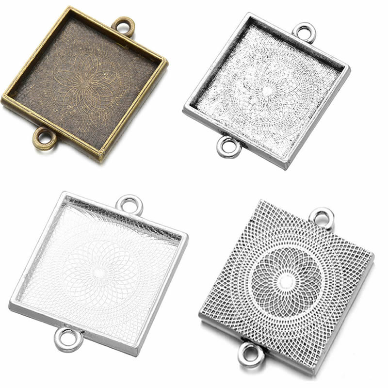 Bezels Set Pendant - Onebeading Fit 25x25mm 스퀘어 카보 숑