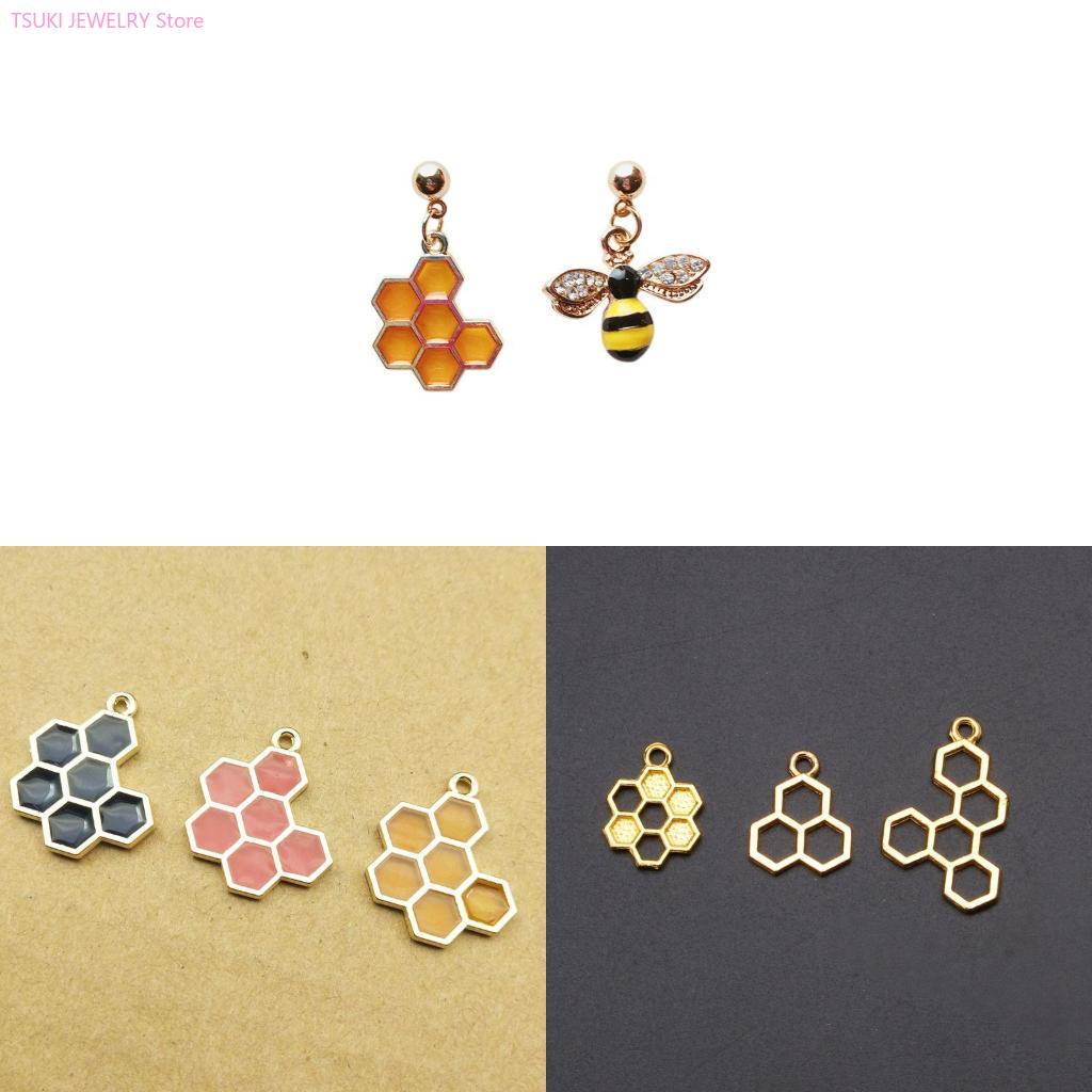 Bezels Set Pendant - 62KE 10x/세트 골드 벌집 펜던트 빈
