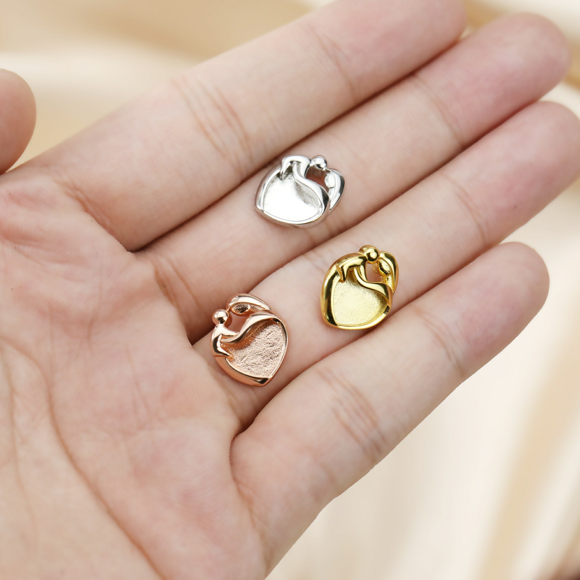 9MM 하트 베젤 세팅 엄마 아기 사랑을 위한 모유 레 - Bezels Set Pendant 리뷰 및 가격