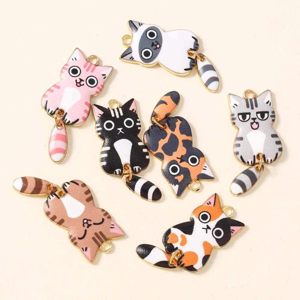 10Pcs 16×39mm 귀여운 만화 고양이 수지 참  - Resin Crafts Diy 리뷰 및 가격