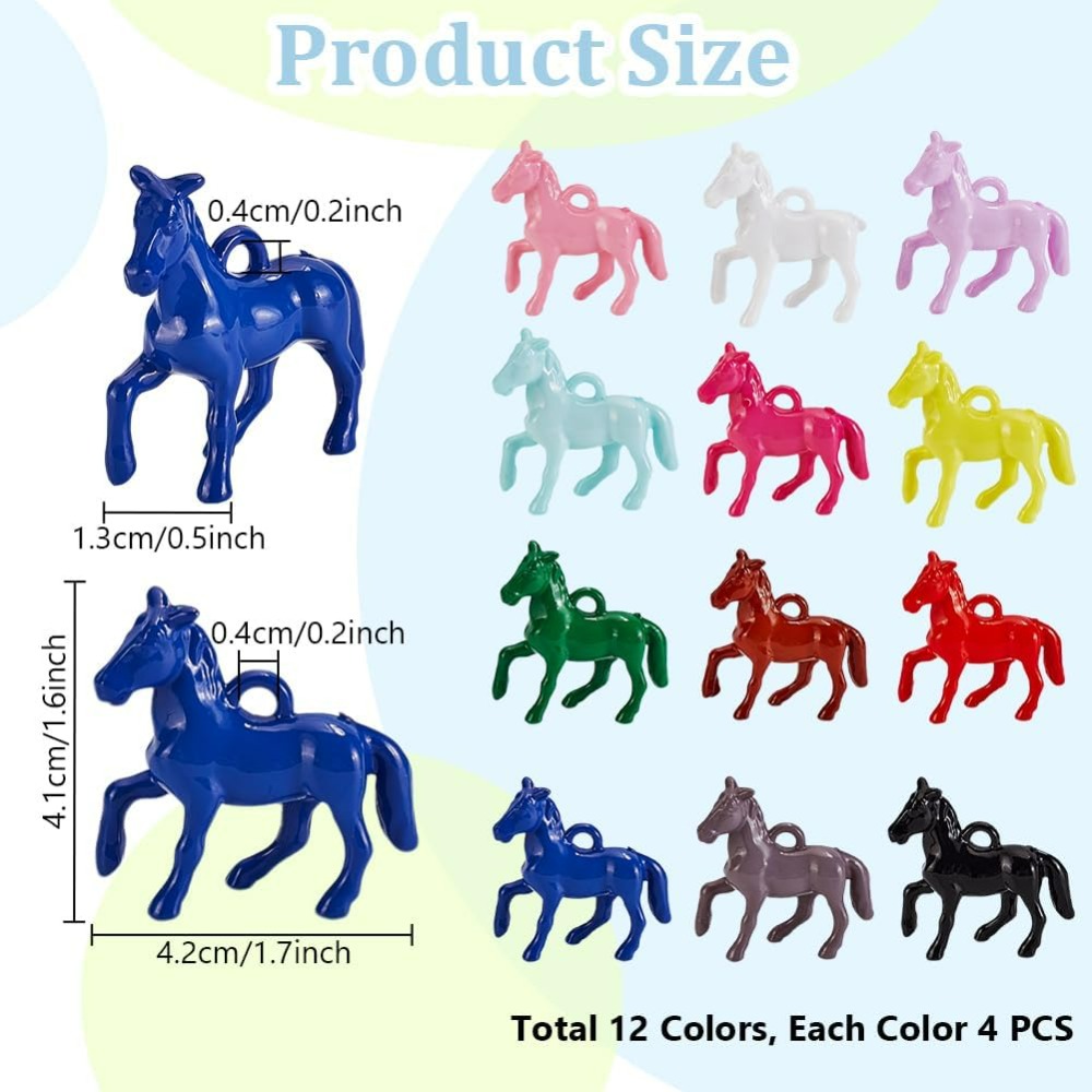 48개 불투명 아크릴 펜던트 12가지 색상 작은 말 동 - Crafting Resin 리뷰 및 가격