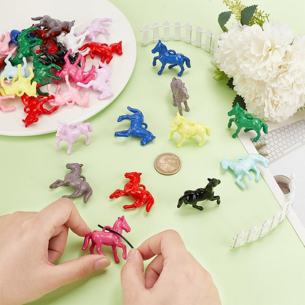 48개 불투명 아크릴 펜던트 12가지 색상 작은 말 동 - Crafting Resin 리뷰 및 가격
