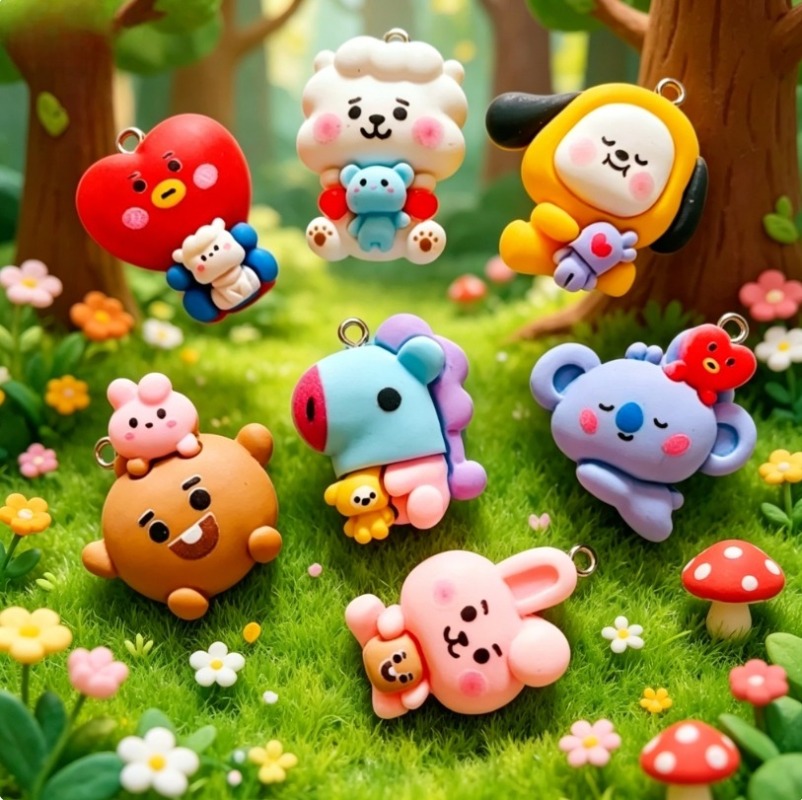 7pcs BT21 수지 만화 참 DIY 액세서리 공예  - Crafting Resin 리뷰 및 가격