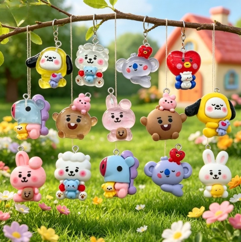 7pcs BT21 수지 만화 참 DIY 액세서리 공예  - Crafting Resin 리뷰 및 가격