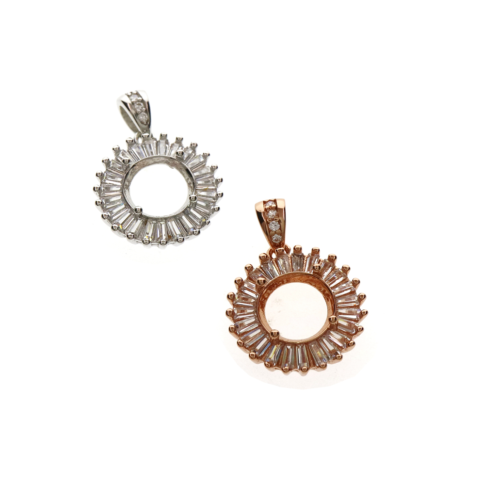 라운드 베젤 로즈 골드 실버 보석 CZ 스톤 솔리드 9 - Bezels Set Pendant 리뷰 및 가격
