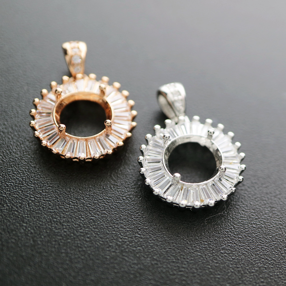 라운드 베젤 로즈 골드 실버 보석 CZ 스톤 솔리드 9 - Bezels Set Pendant 리뷰 및 가격