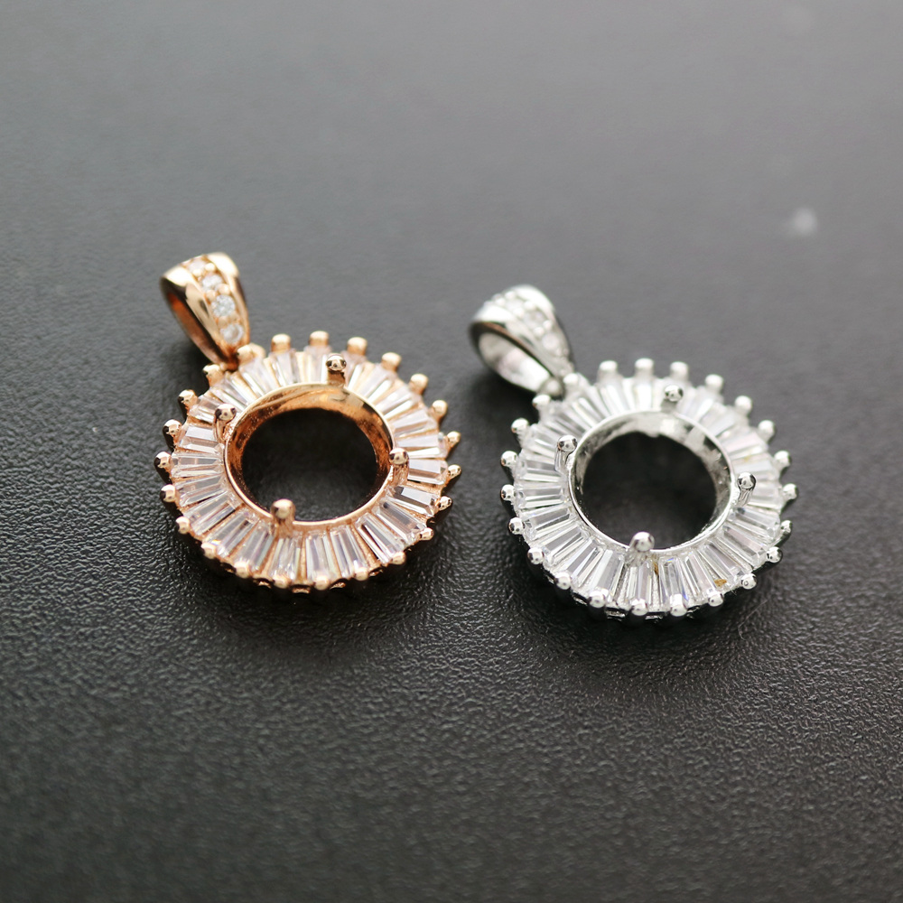 라운드 베젤 로즈 골드 실버 보석 CZ 스톤 솔리드 9 - Bezels Set Pendant 리뷰 및 가격
