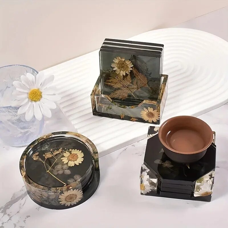 코스터 수지 금형 세트에는 1pc 코스터 보관 상자 금 - Gold Foil Flakes 리뷰 및 가격